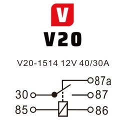 Przekaźnik samochodowy 12V 30/40A zwierno rozwierny V20